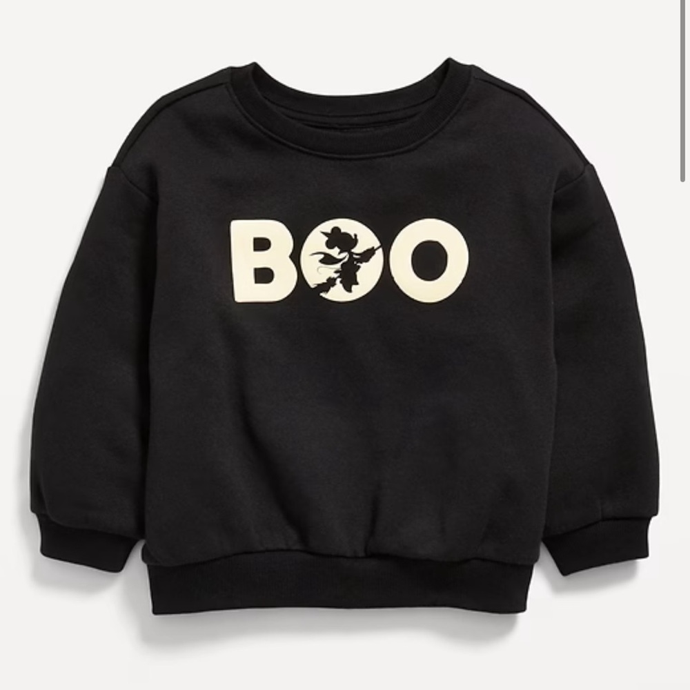 Baby Girl Old Navy Toddler Disney Witch Boo Holiday Sweatshirt Halloween Black